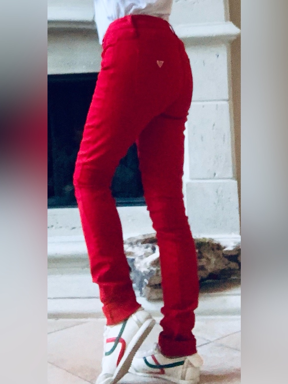 Guess 1981 Bright Red Skinny Jeans